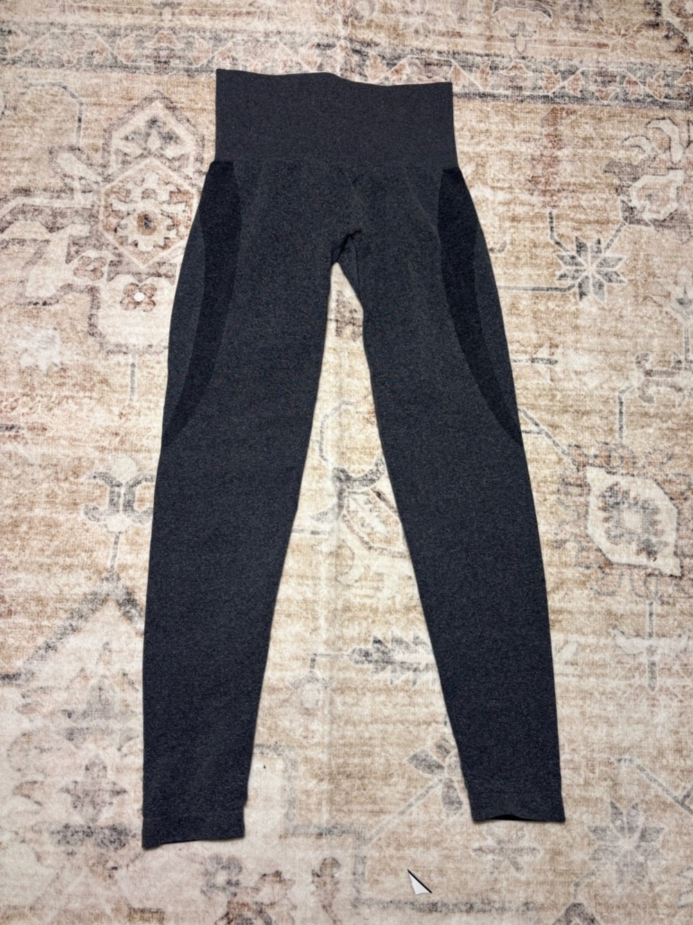 NVGTN Gray Ribbed Knit Top with Printed Care Symbols